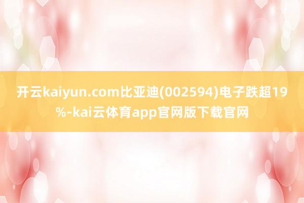 开云kaiyun.com比亚迪(002594)电子跌超19%-kai云体育app官网版下载官网