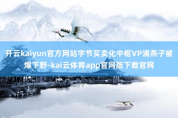 开云kaiyun官方网站字节买卖化中枢VP浦燕子被爆下野-kai云体育app官网版下载官网