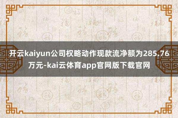 开云kaiyun公司权略动作现款流净额为285.76万元-kai云体育app官网版下载官网
